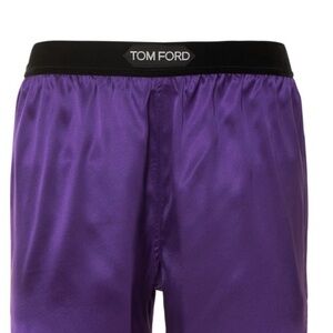 Tom Ford Purple Satin / Silk-Blend Logo Shorts